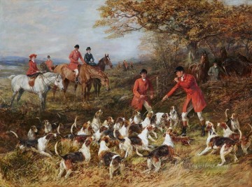 狩猟 Painting - ハンターと猟犬ヘイウッド・ハーディの狩猟
